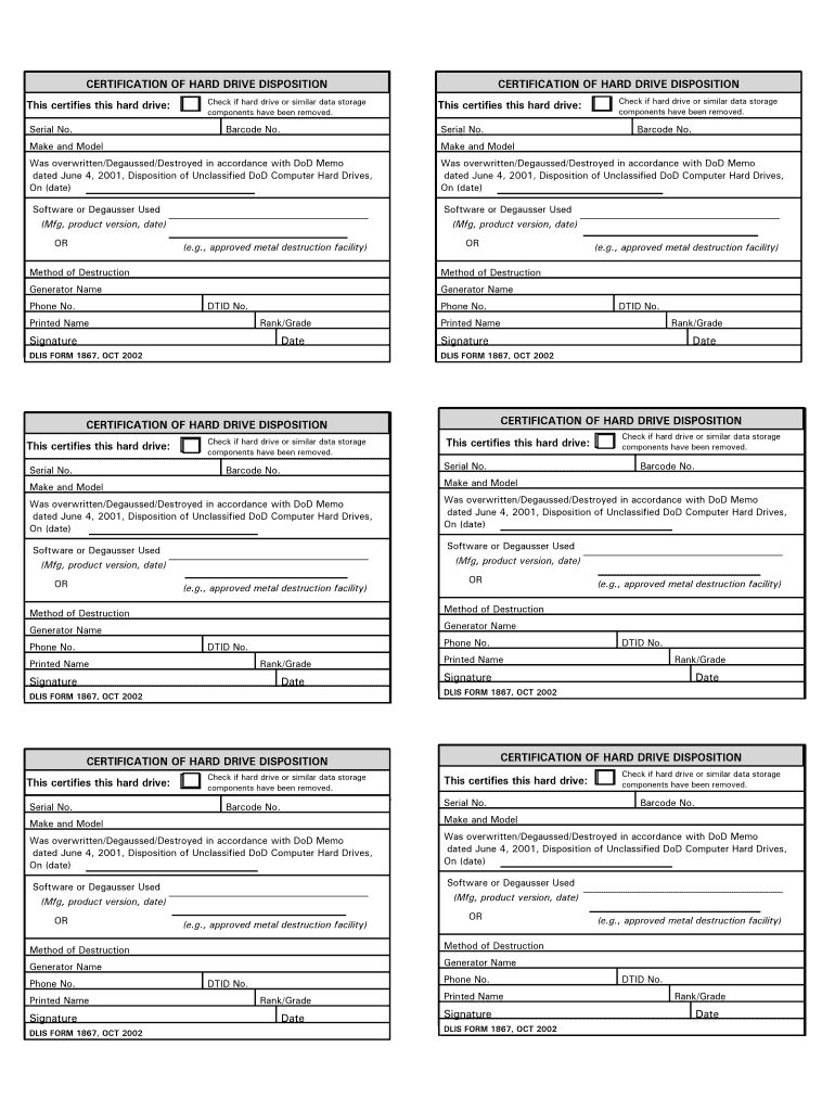 Dla Form 2500 – Fill Online, Printable, Fillable, Blank Within Hard Drive Destruction Certificate Template