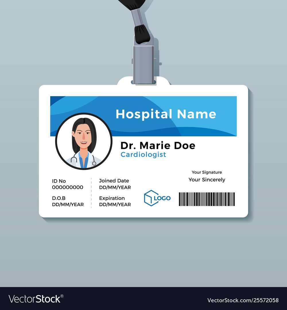 Doctor Id Card Medical Identity Badge Template Regarding Hospital Id Card Template