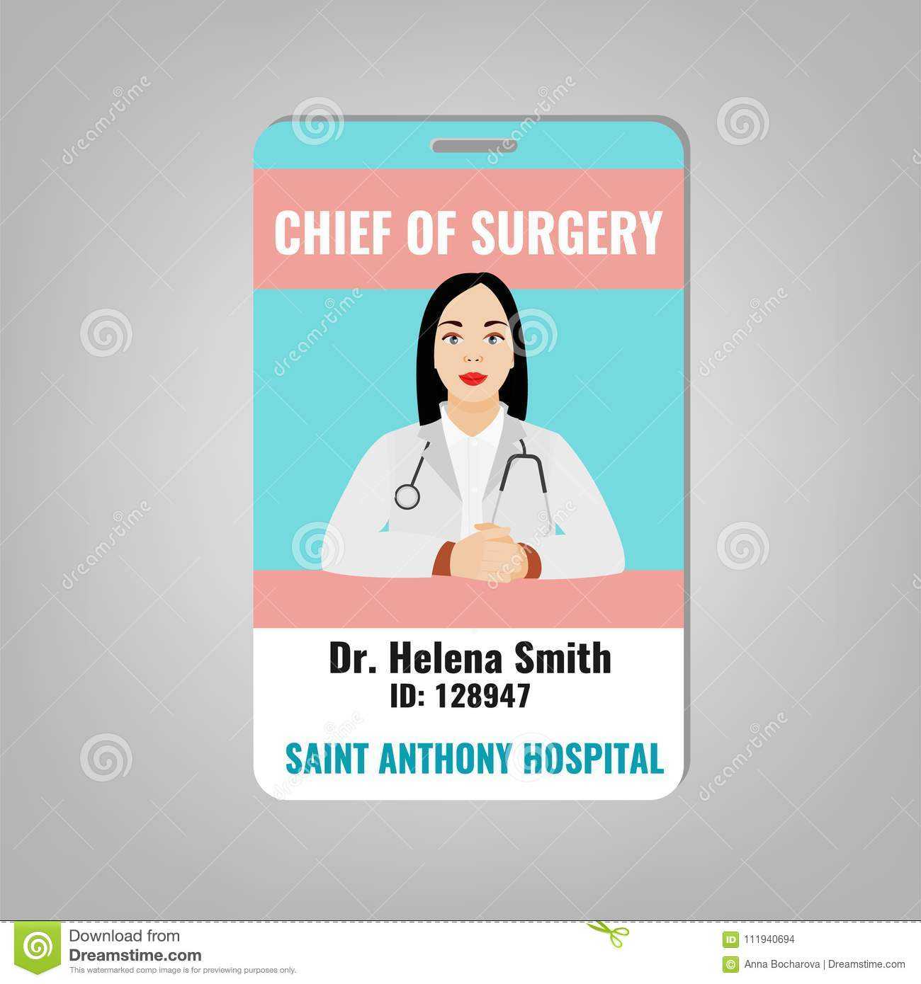 Doctor Id Card Stock Vector. Illustration Of Access – 111940694 Throughout Doctor Id Card Template