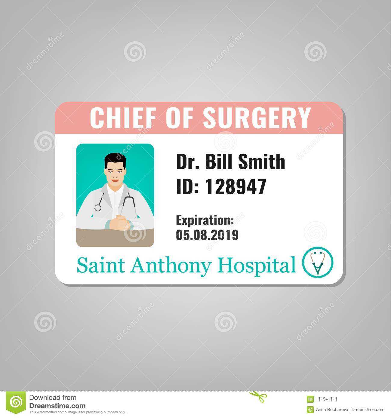 Doctor Id Card Stock Vector. Illustration Of Care, Icon With Regard To Hospital Id Card Template