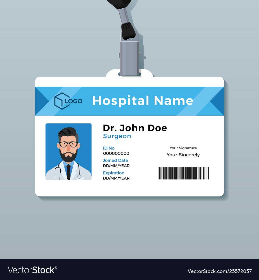 Doctor Id Card Template Medical Identity Badge Intended For Hospital Id Card Template