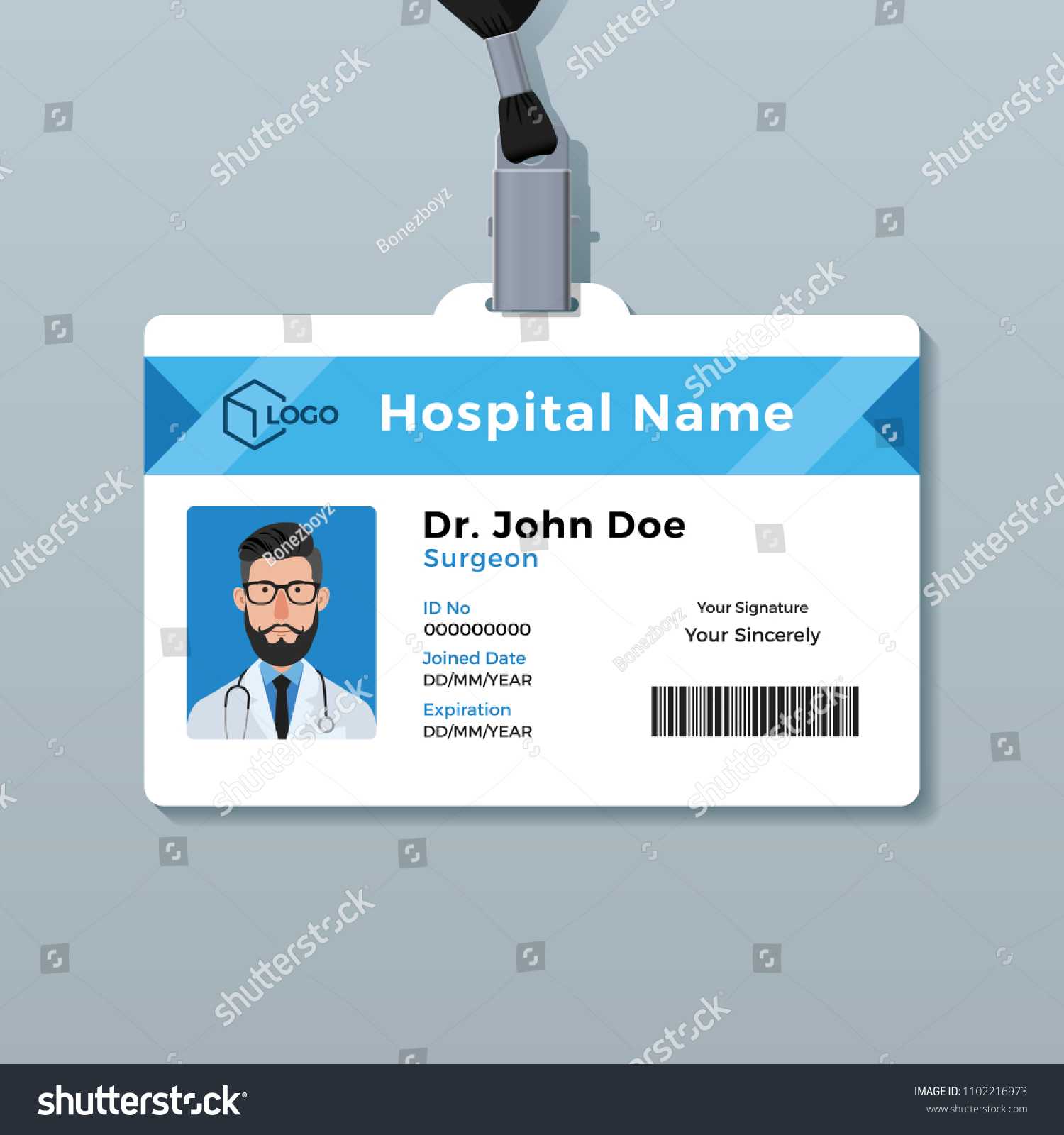 Doctor Id Card Template Medical Identity Stock Vector In Personal Identification Card Template