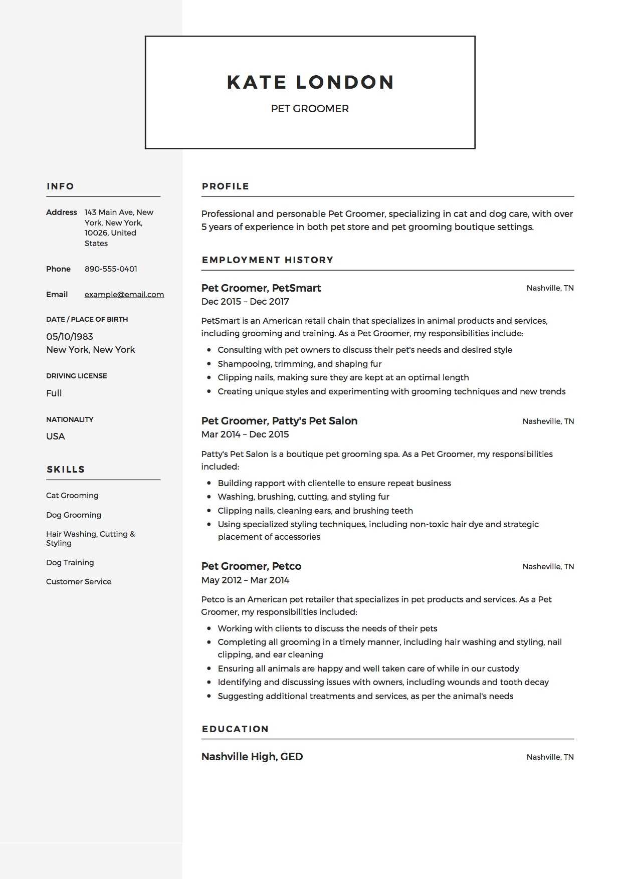 Dog Groomer Resume Cover Letter | Ilmu Pengetahuan 8 Within Dog Grooming Record Card Template