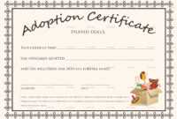 Doll Adoption Certificate Template for Adoption Certificate Template