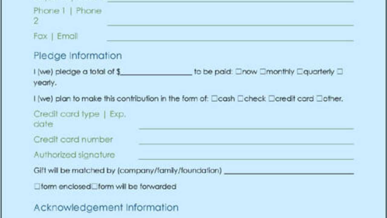 Donation Form Template | Excel & Word Templates Inside Donation Card Template Free