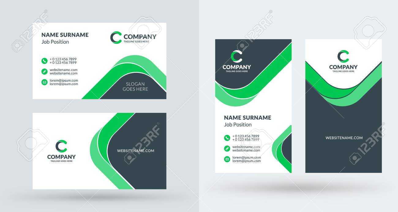 Double Sided Creative Business Card Template. Portrait And Landscape.. Inside Landscaping Business Card Template