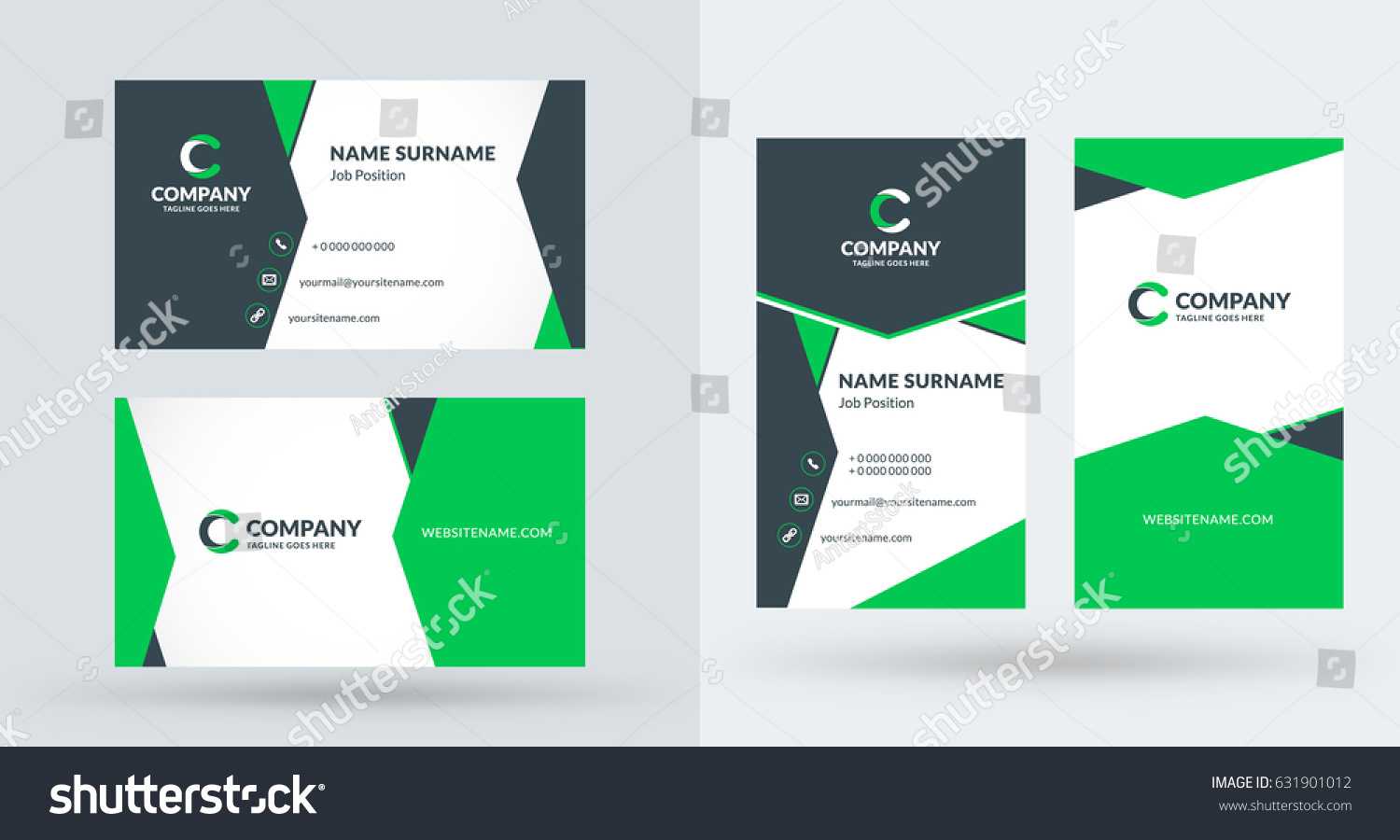 Doublesided Creative Business Card Template Portrait Stock With Regard To Portrait Id Card Template