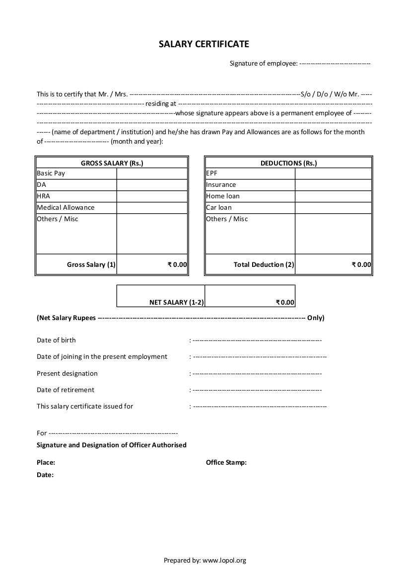 Download Salary Certificate Formats – Word, Excel And Pdf Within Certificate Of Payment Template