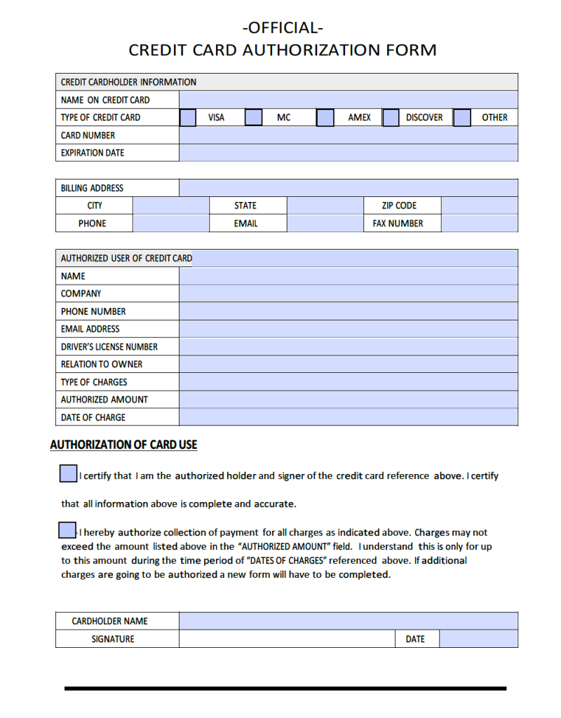 Download Sample Credit Card Authorization Form Template Within Order Form With Credit Card Template