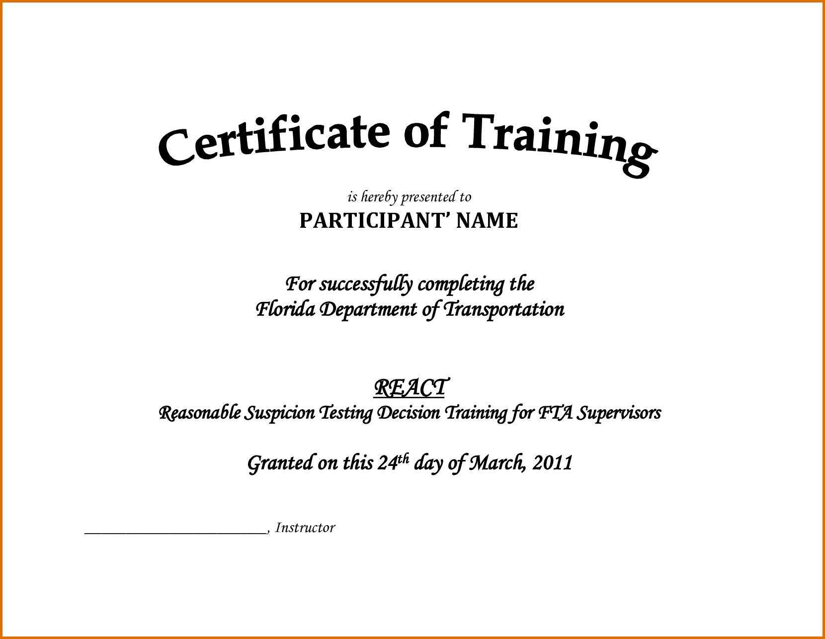 Downloadable Certificate Of Training Completion Template Throughout Template For Training Certificate