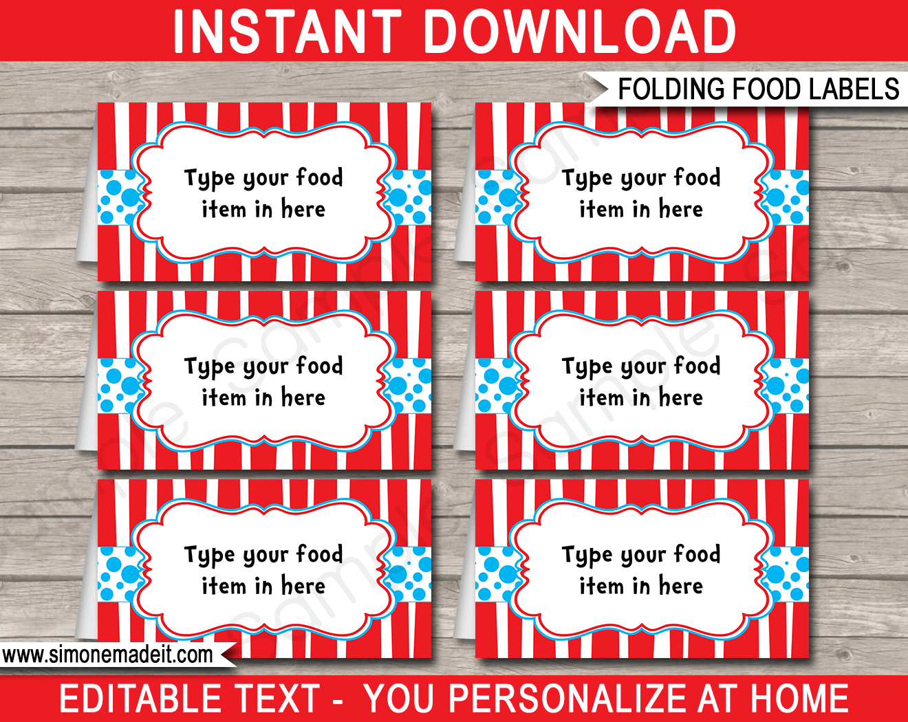 Dr Seuss Party Food Labels Template Intended For Dr Seuss Birthday Card Template