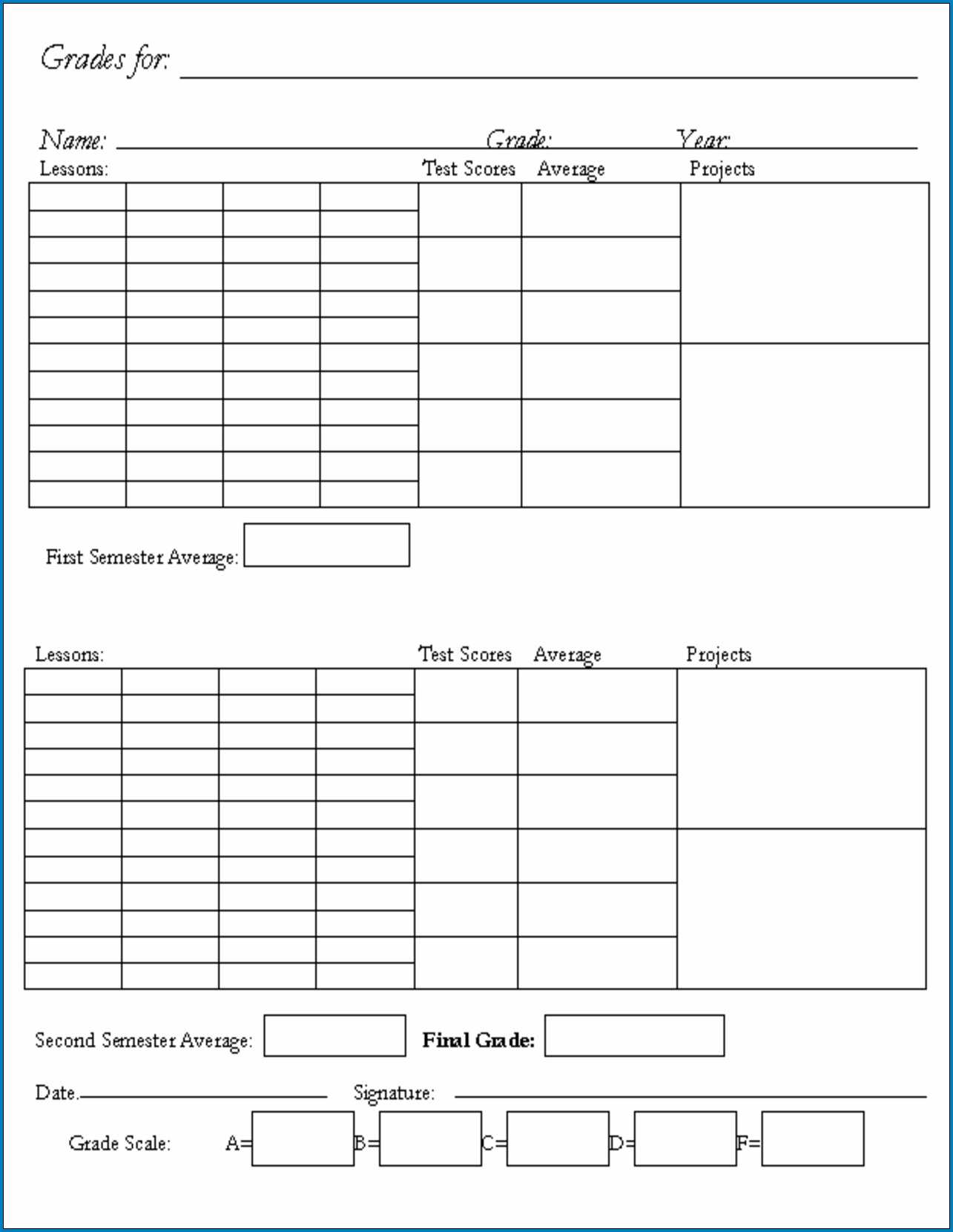 √ Free Printable Homeschool Report Card Template | Templateral Intended For Blank Report Card Template