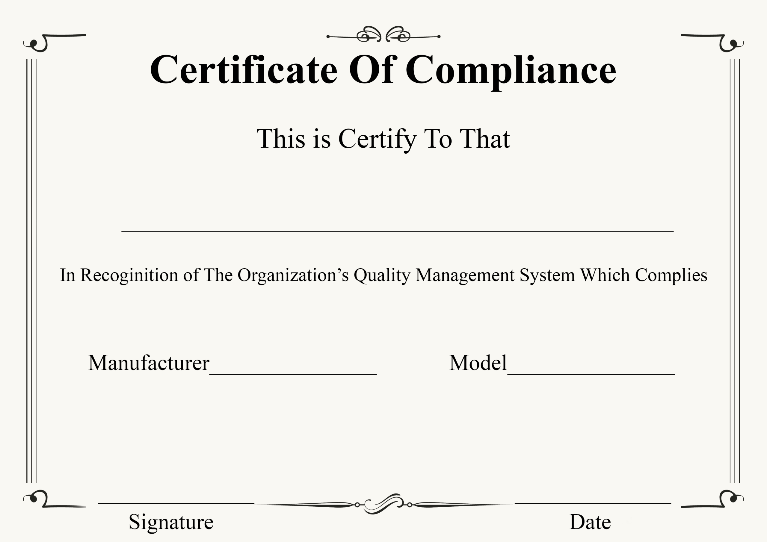 ❤️ Free Certificate Of Compliance Templates❤️ In Certificate Of Compliance Template
