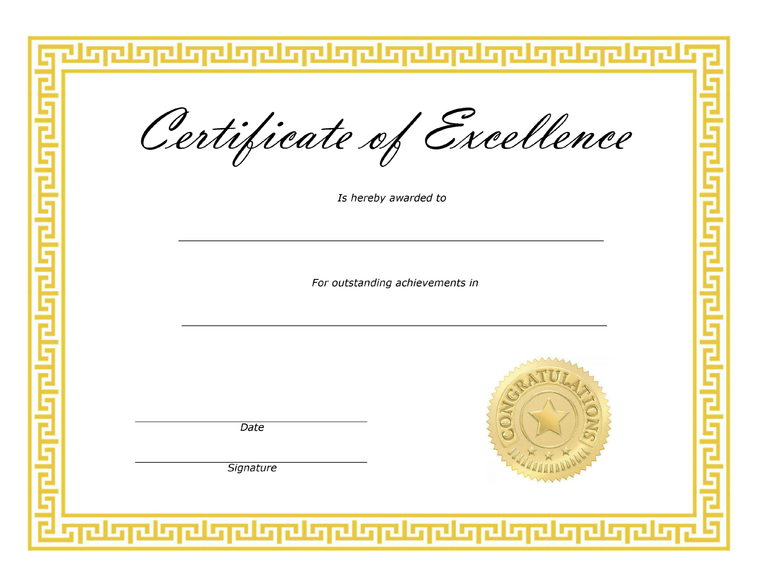 ❤️ Free Sample Certificate Of Excellence Templates❤️ Inside Award Of Excellence Certificate Template