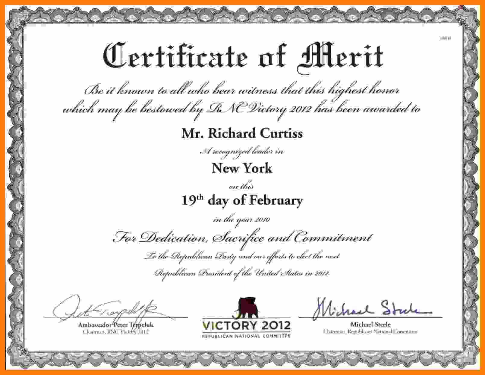 ❤️ Printable Certificate Of Merit Template With Sample Regarding Player Of The Day Certificate Template