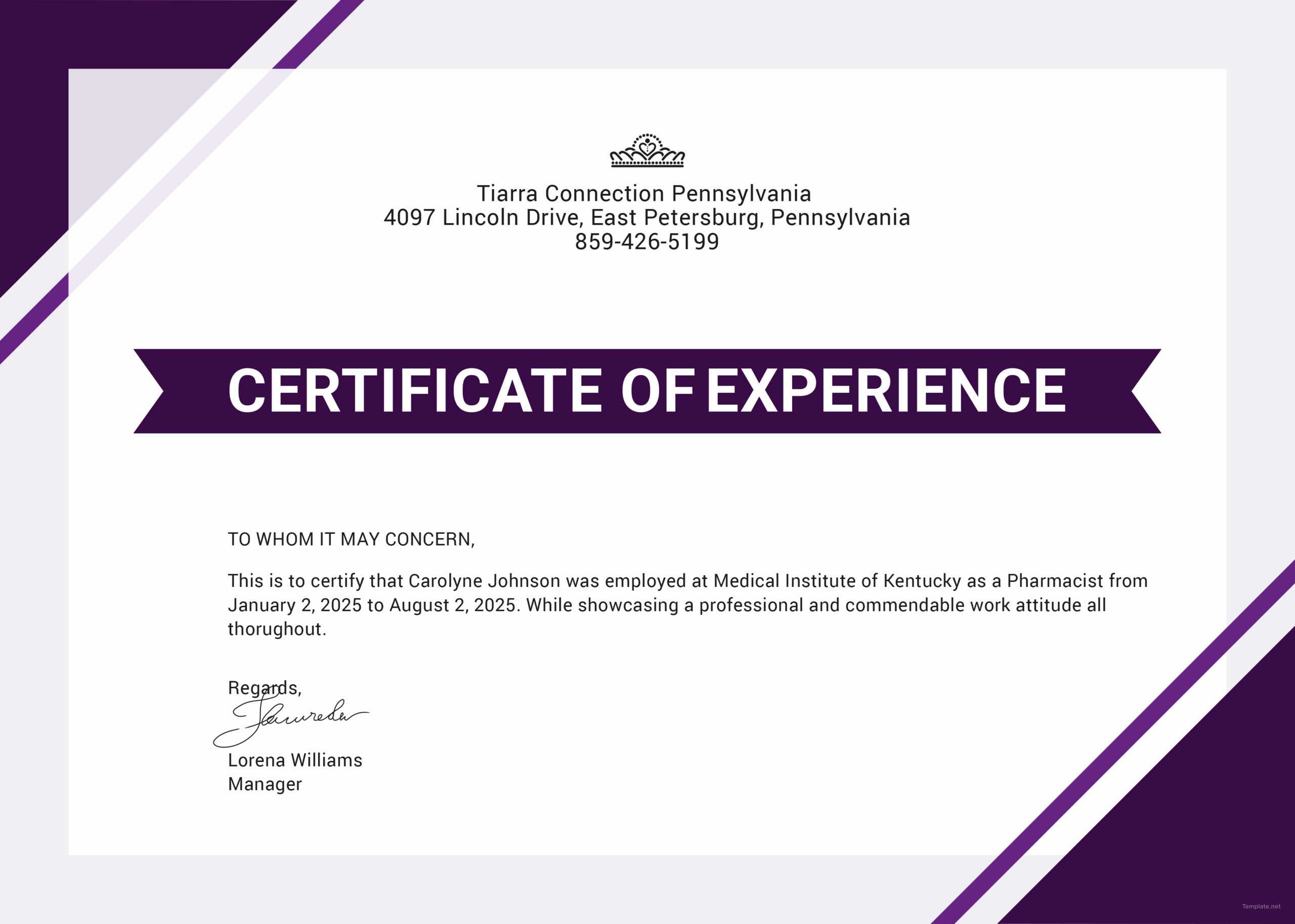 ❤️free Printable Certificate Of Experience Sample Template❤️ Regarding Good Job Certificate Template