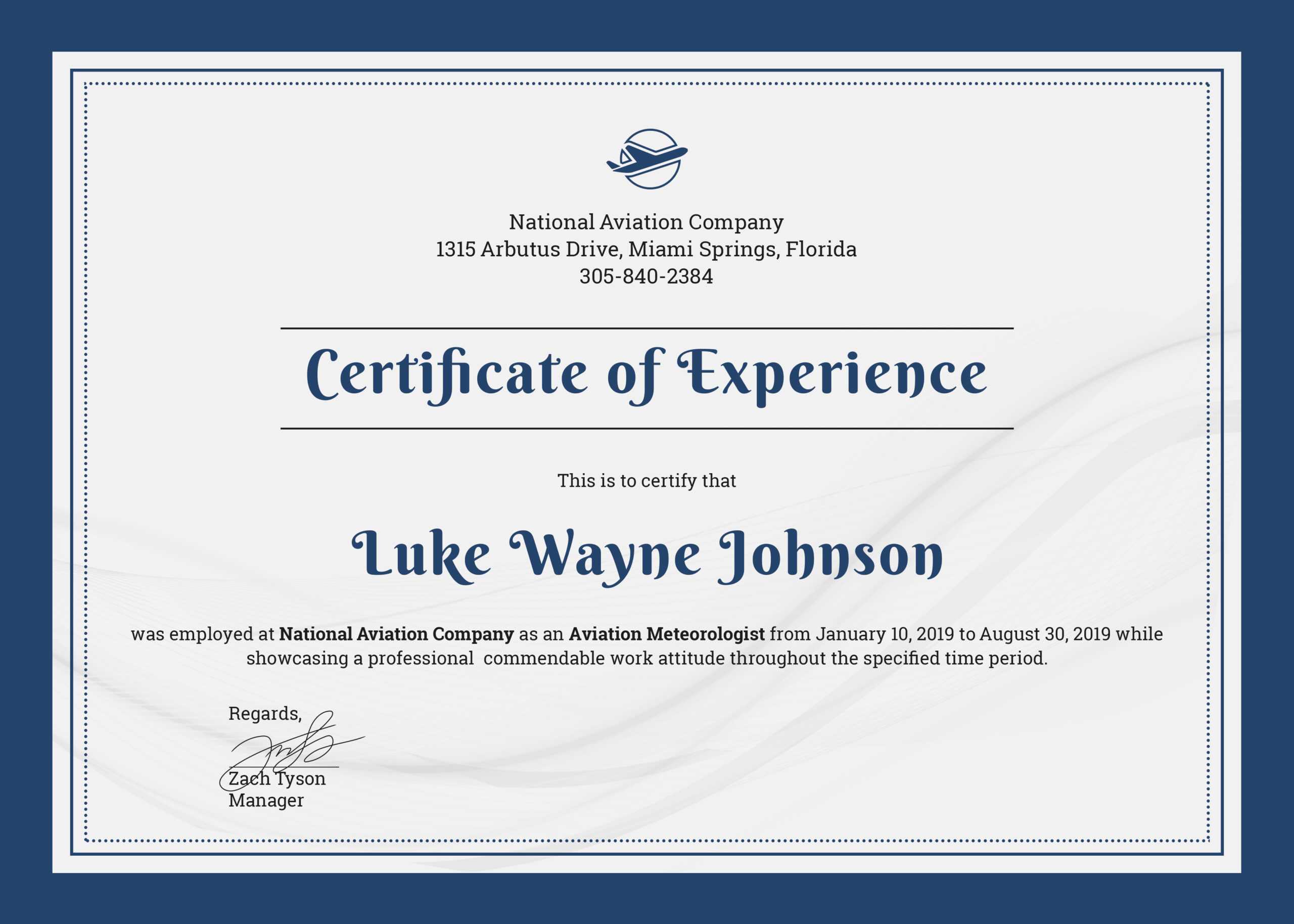 ❤️free Printable Certificate Of Experience Sample Template❤️ With Certificate Of Experience Template