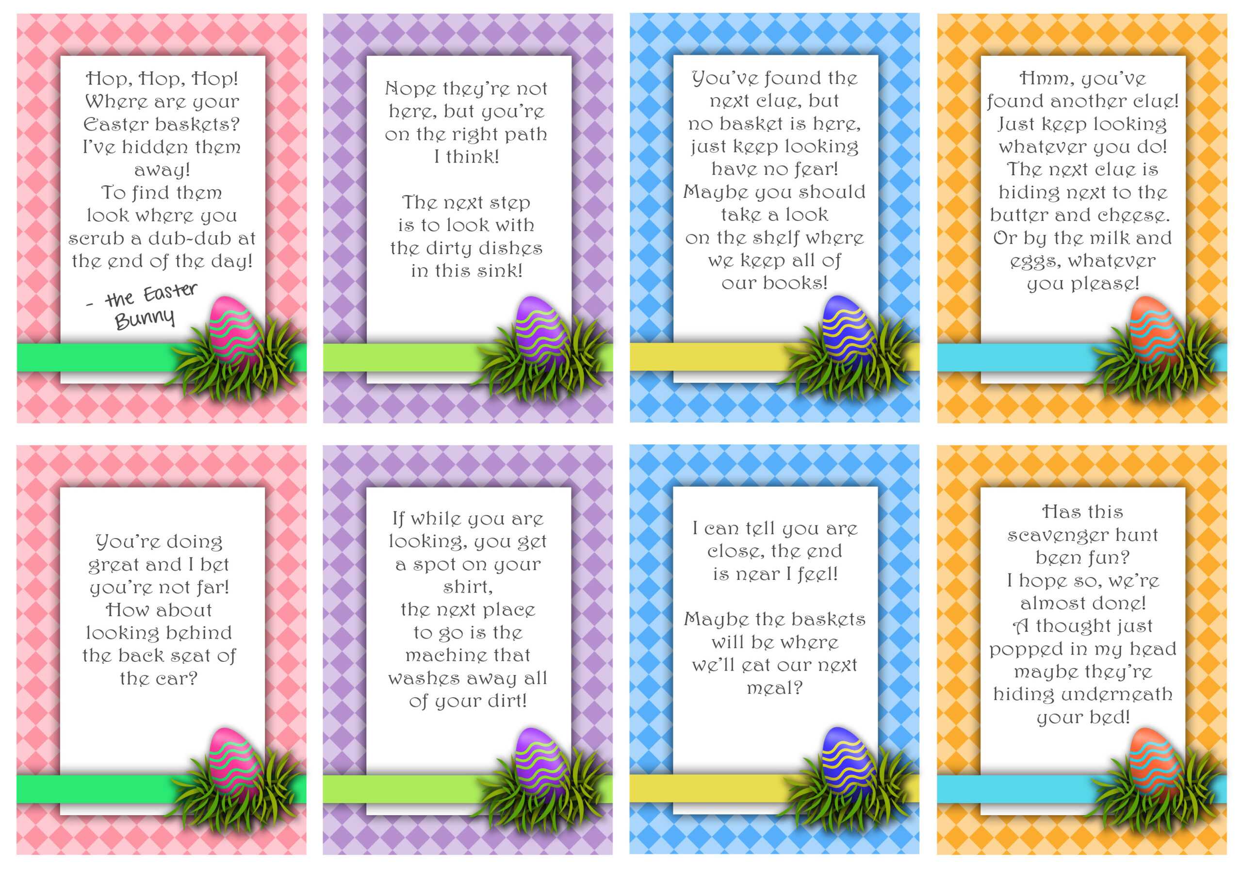 Easter Fun Pictures – Page 49 Inside Clue Card Template