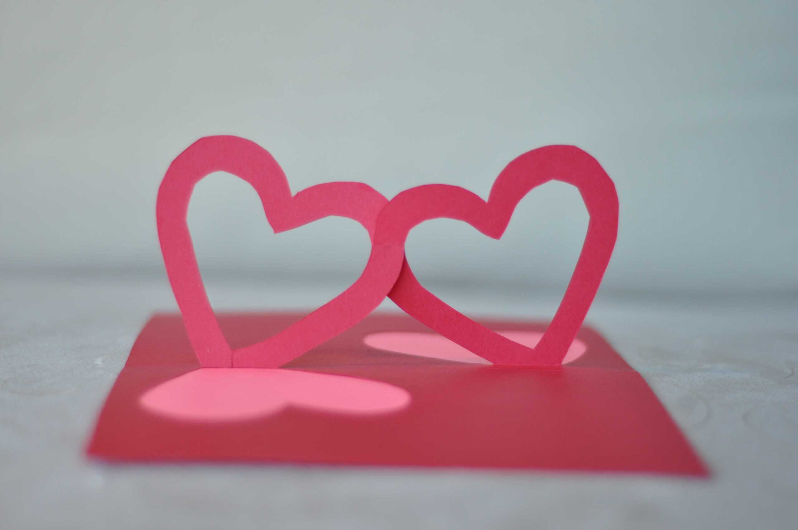 Easy Valentine's Day Pop Up Card: Linked Hearts Tutorial With Pop Out Heart Card Template