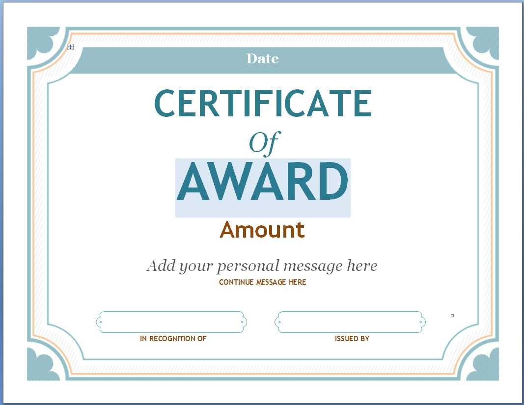 Editable Award Certificate Template In Word #1476 Throughout Throughout Certificate Of Recognition Word Template
