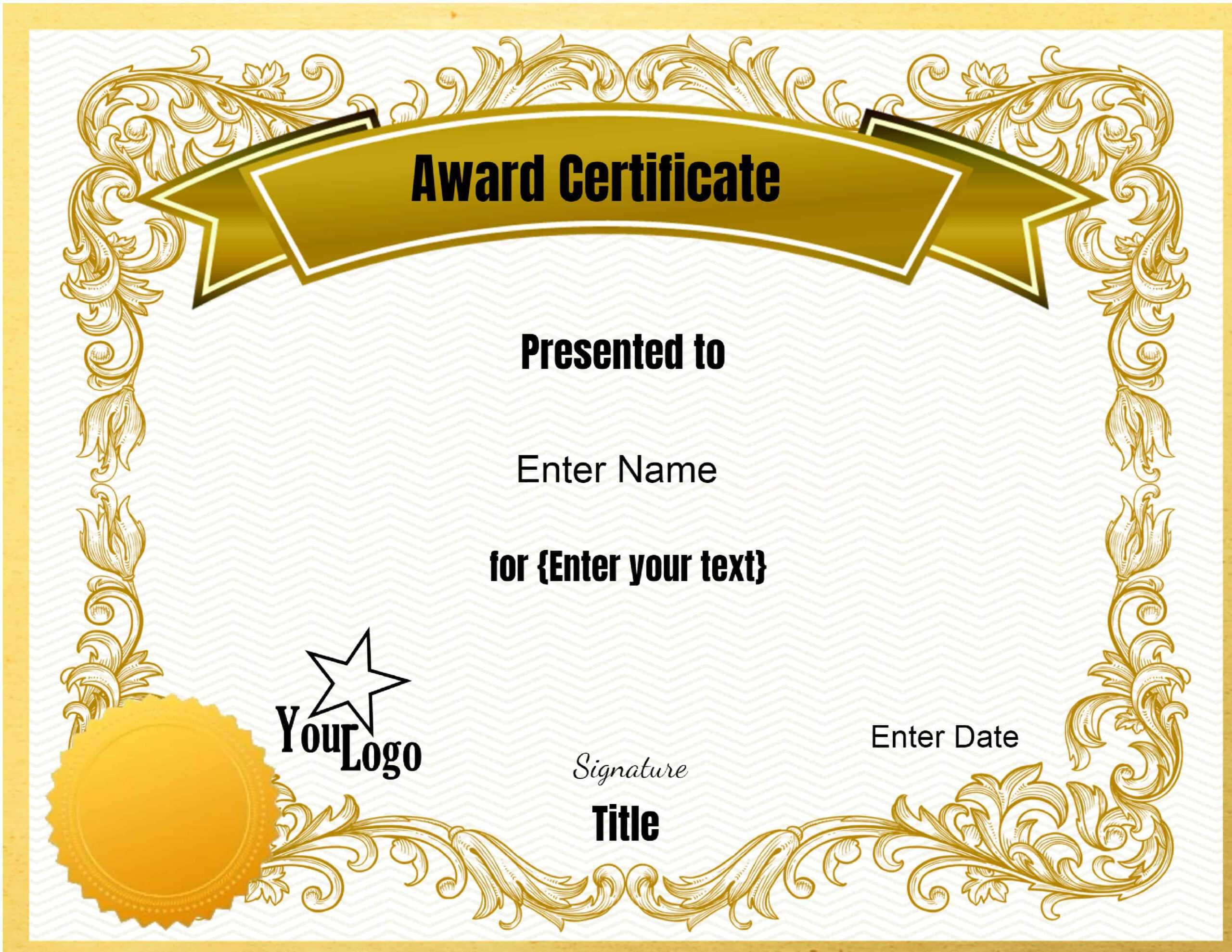 Editable Certificate Template – Beyti.refinedtraveler.co Pertaining To Free Funny Award Certificate Templates For Word
