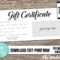 Editable Custom Printable Gift Certificate Template Logo, Photography  Voucher Hair Salon, Restaurant, Personalized Instant Download Corjl With Regard To Salon Gift Certificate Template