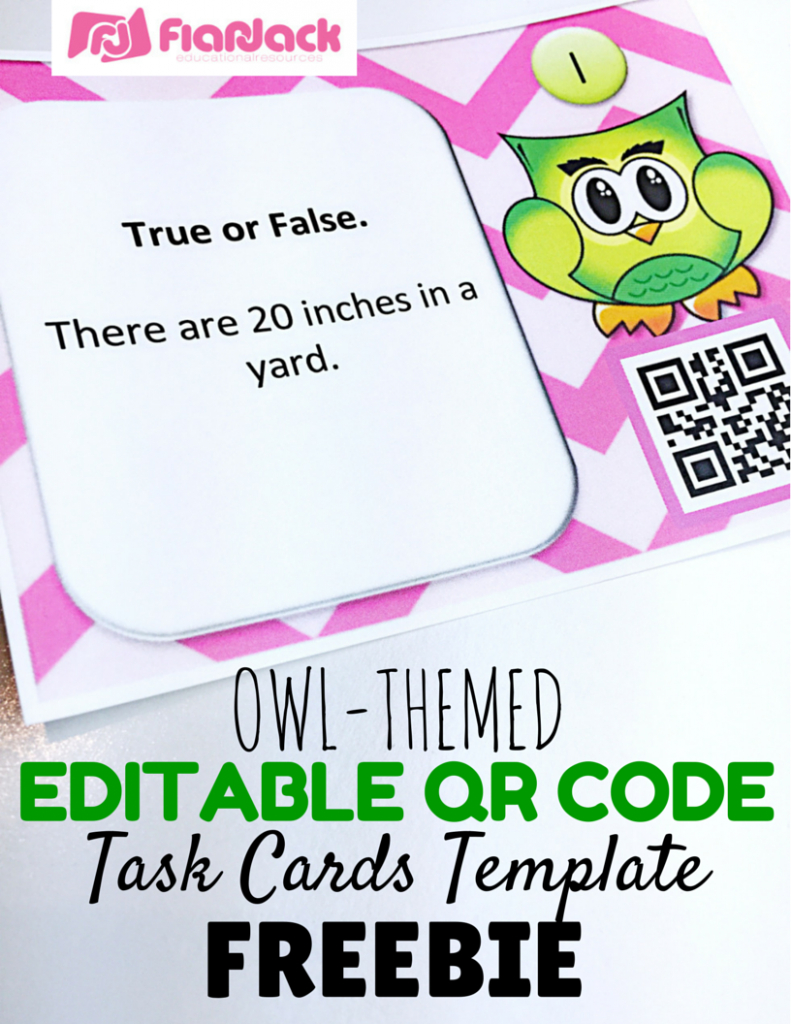 Editable Owl Qr Code Task Cards Template Freebie – Flapjack For Task Cards Template