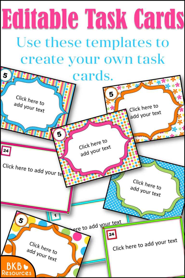 Editable Task Card Templates – Bkb Resources inside Task Card Template ...