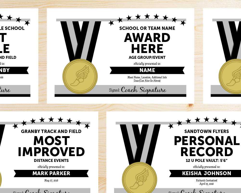 Editable Track And Field Award Certificates - Instant Download Printable -  Black And Silver Grey Gray Regarding Track And Field Certificate Templates Free