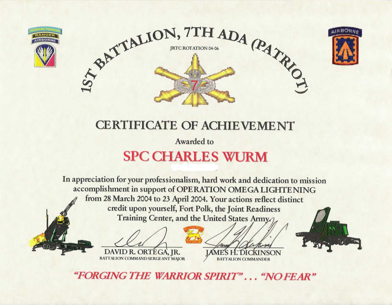 Education / Awards With Regard To Army Certificate Of Appreciation Template