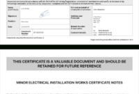 Electrical Certificate - Example Minor Works Certificate inside Electrical Minor Works Certificate Template