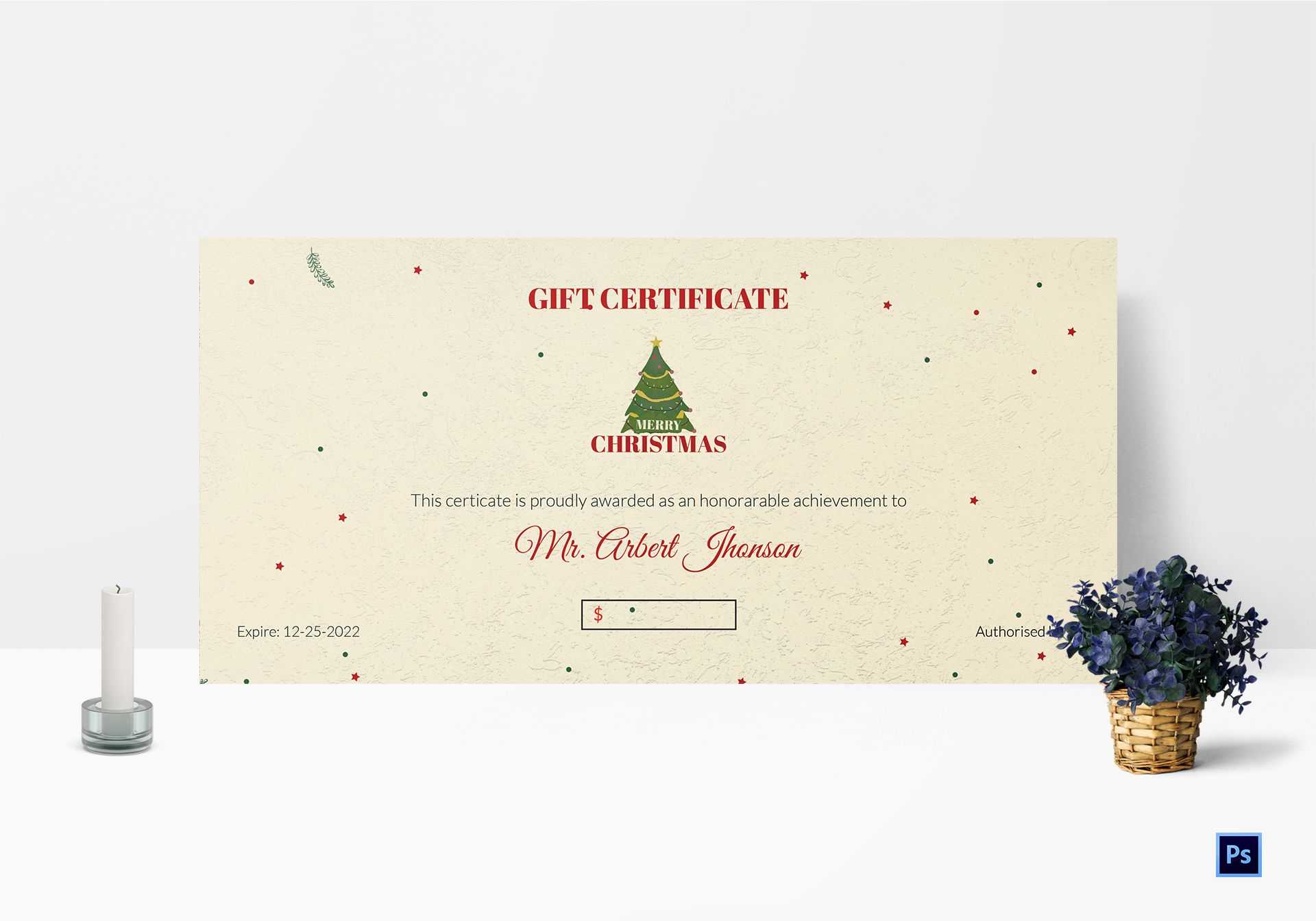 Elegant Christmas Gift Certificate Template Inside Merry Christmas Gift Certificate Templates