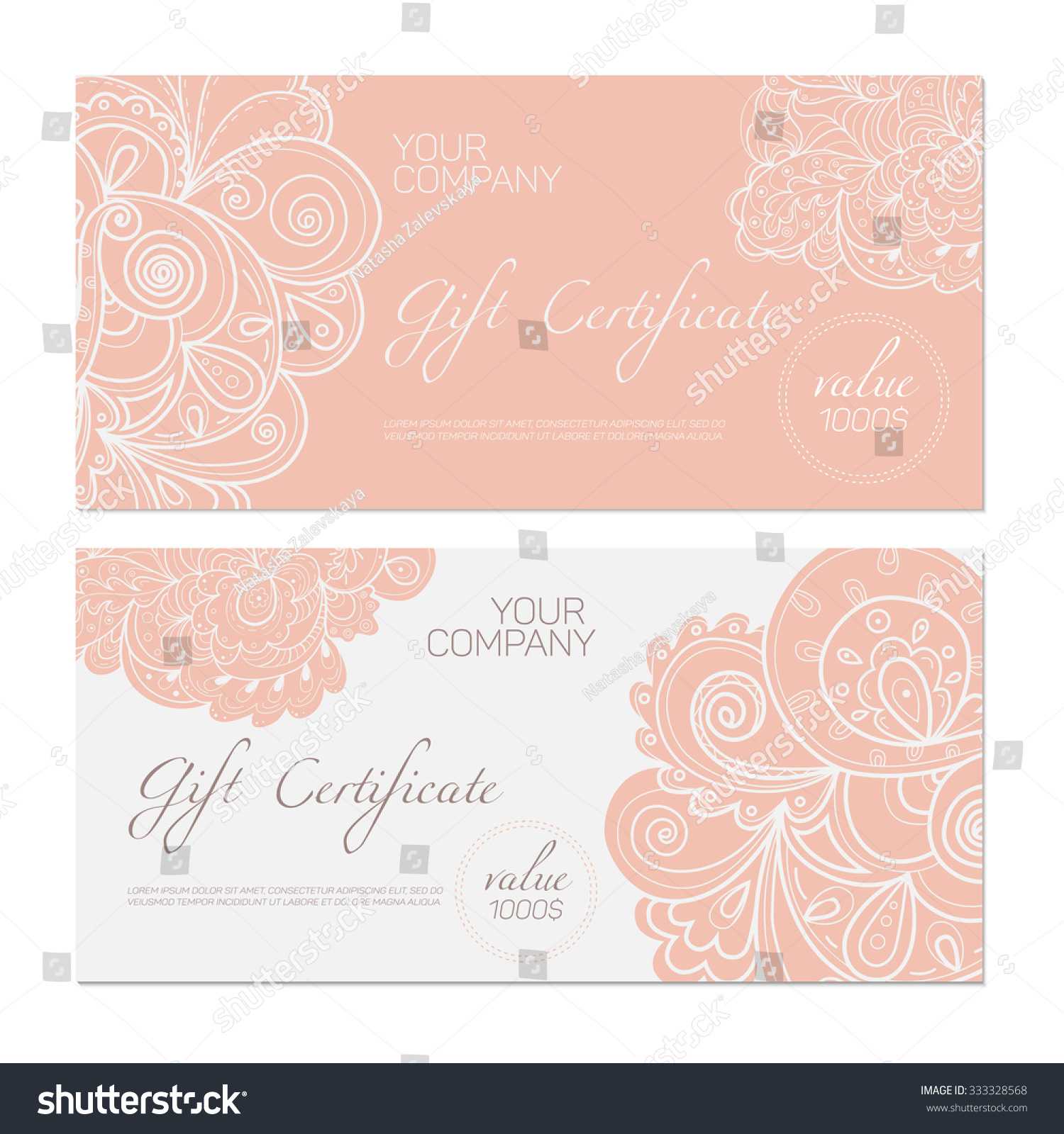 Elegant Gift Certificate Template Abstract Ornamental Stock Inside Elegant Gift Certificate Template