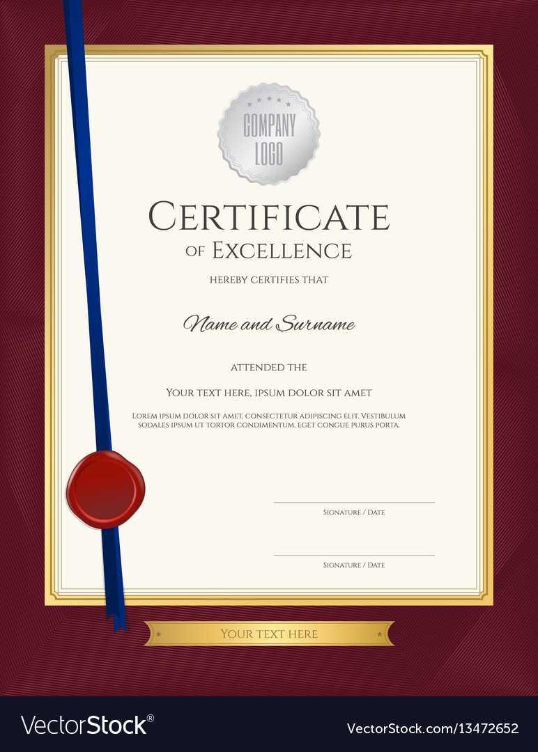 Elegant Portrait Certificate Template Excellence For Award Of Excellence Certificate Template