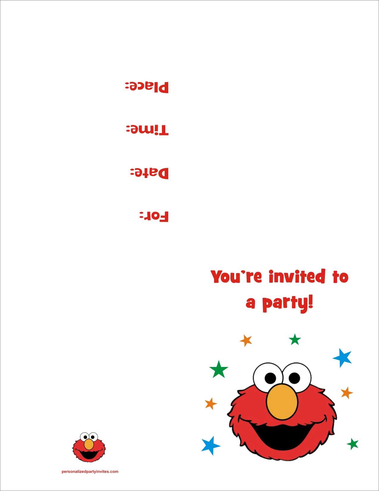 Elmo Free Printable Birthday Party Invitation Personalized Intended For Elmo Birthday Card Template
