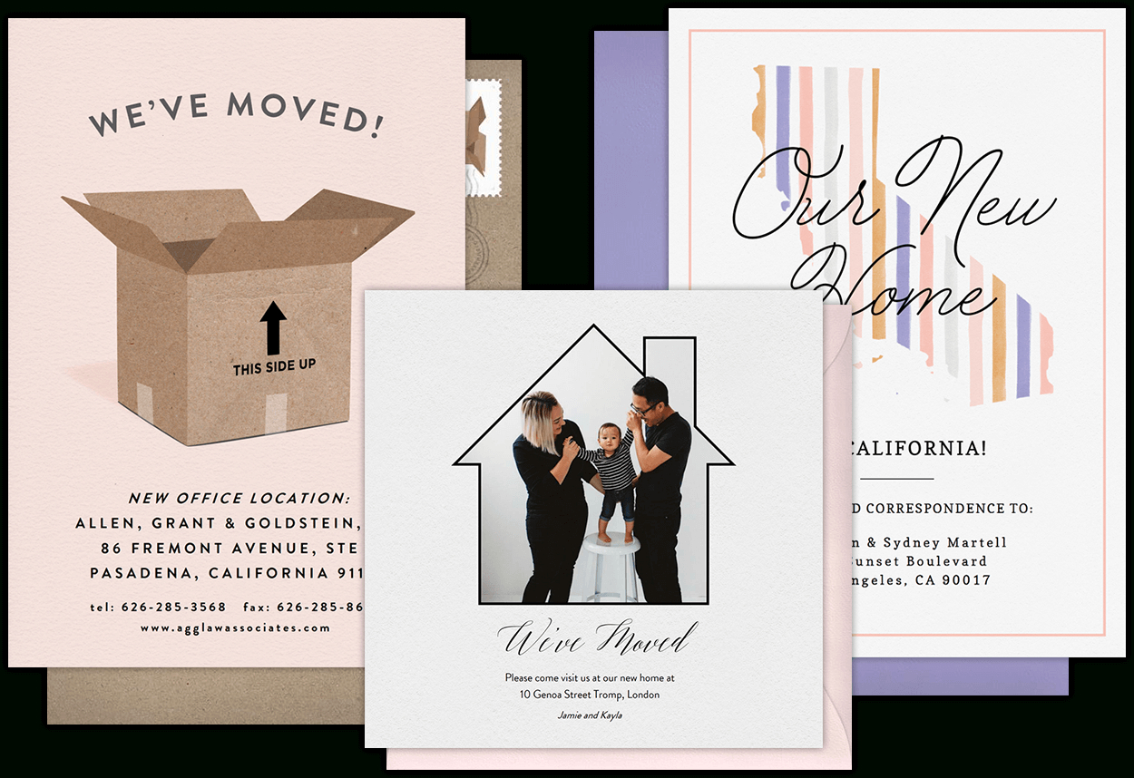 Email Online Moving Announcements That Wow! | Greenvelope For Free Moving House Cards Templates