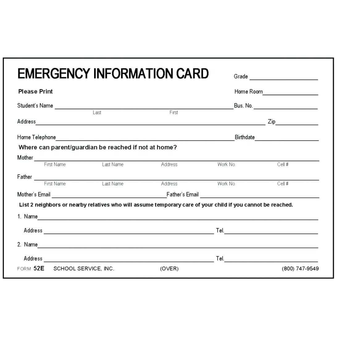 Employee Emergency Contact List Template – Heartwork Regarding Emergency Contact Card Template