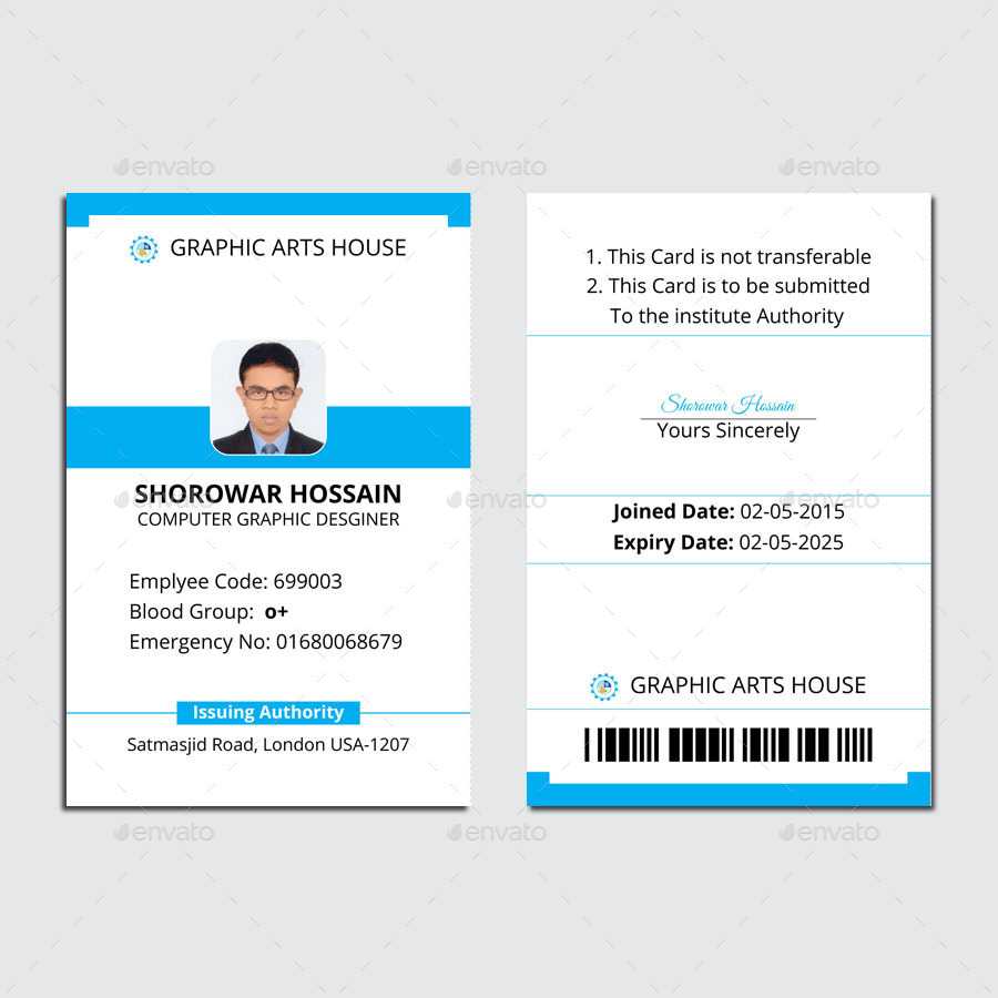 Employee Id Card Inside Id Card Template Ai