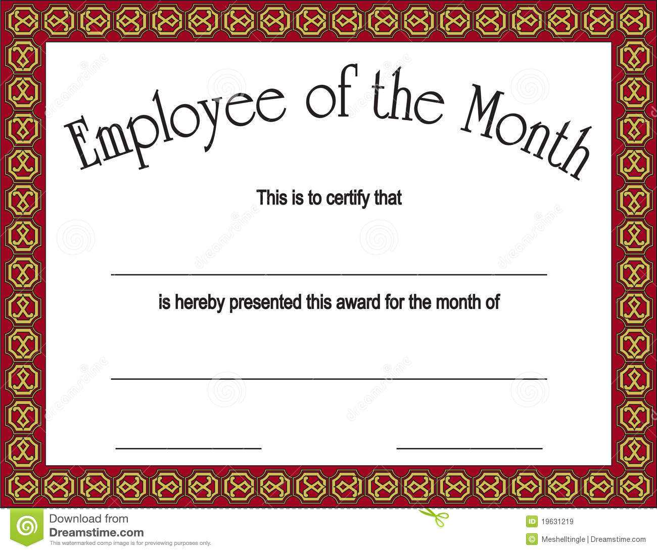 Employee Of The Month Award With Stock Vector – Illustration With Employee Of The Month Certificate Templates