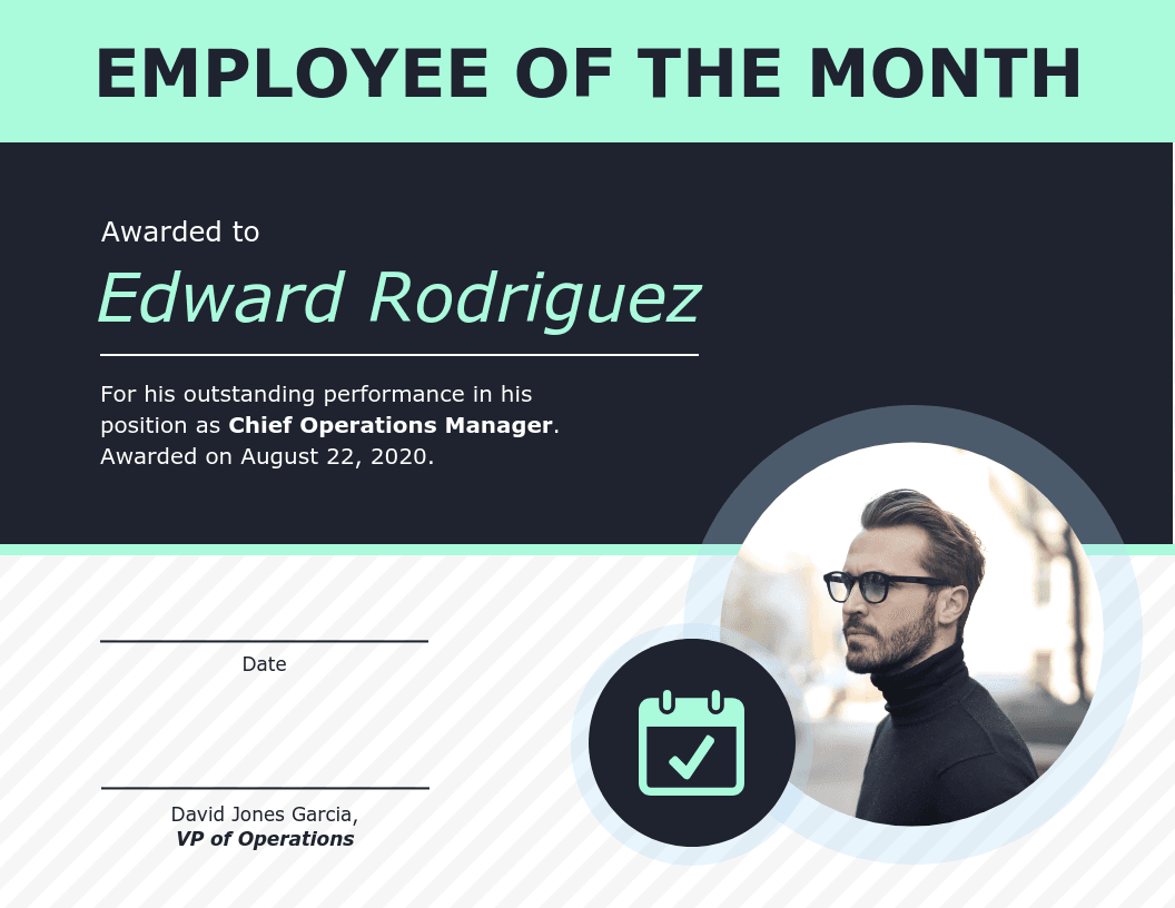 Employee Of The Month Certificate Of Recognition Template Throughout Manager Of The Month Certificate Template