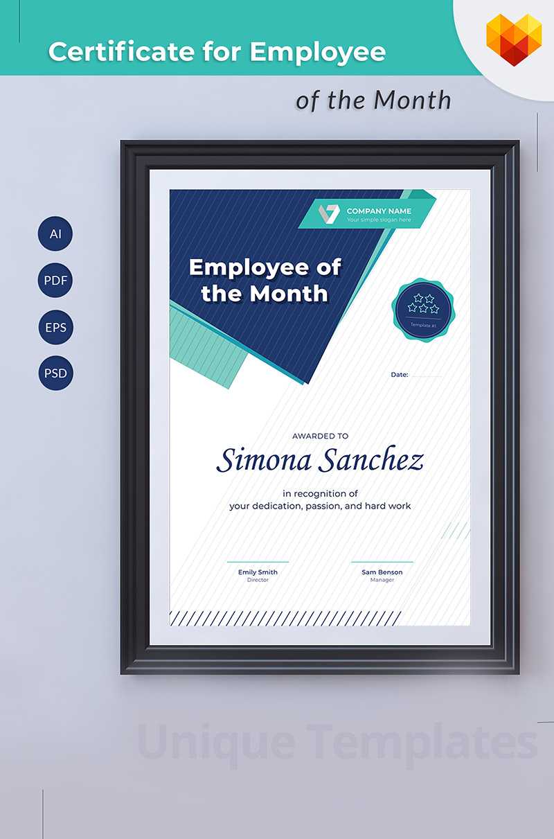 Employee Of The Month Certificate Template For Employee Of The Month Certificate Template