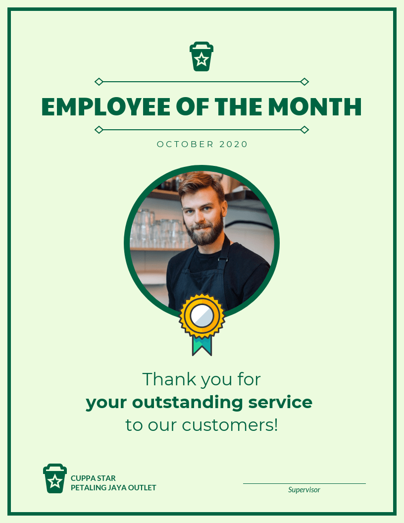 Employee Of The Month Certificate Template Regarding Employee Of The Month Certificate Template