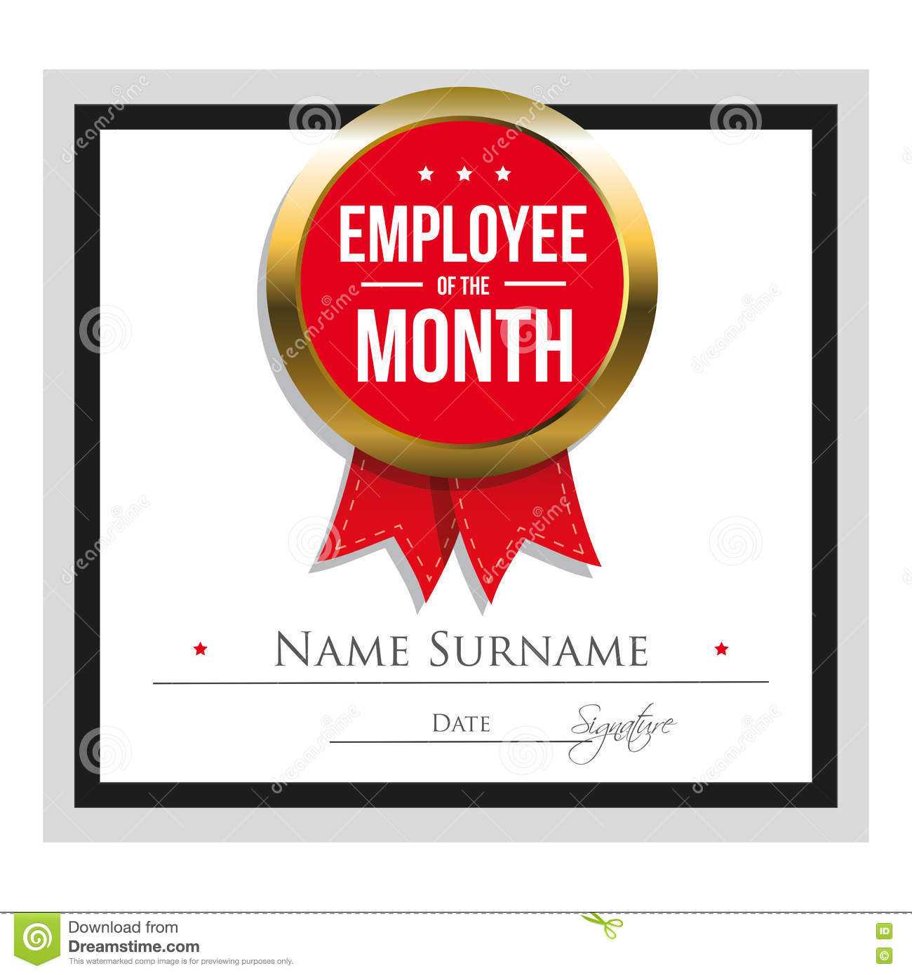 Employee Of The Month Certificate Template Stock Vector Inside Employee Of The Month Certificate Templates