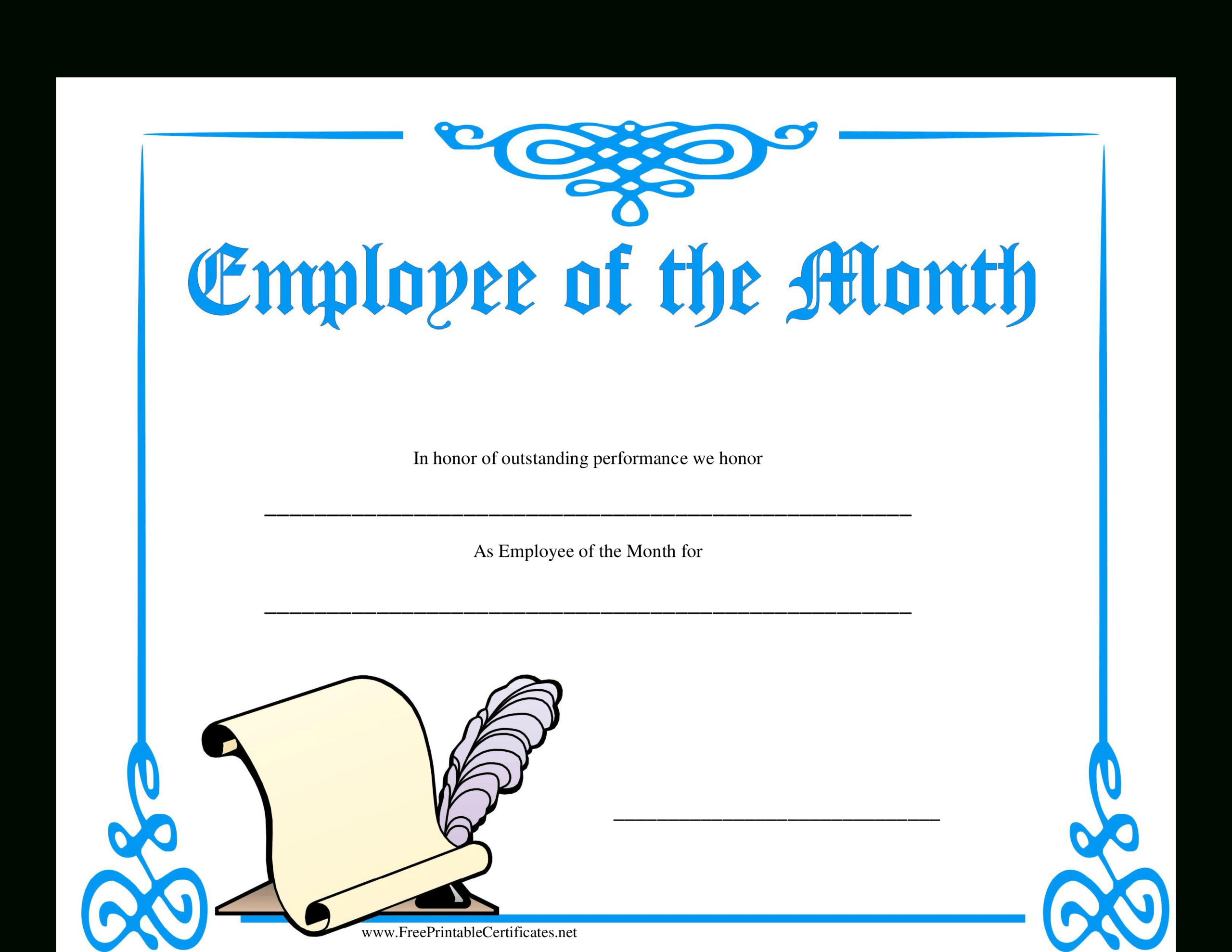 Employee Of The Month Certificate | Templates At Throughout Employee Of The Month Certificate Template With Picture