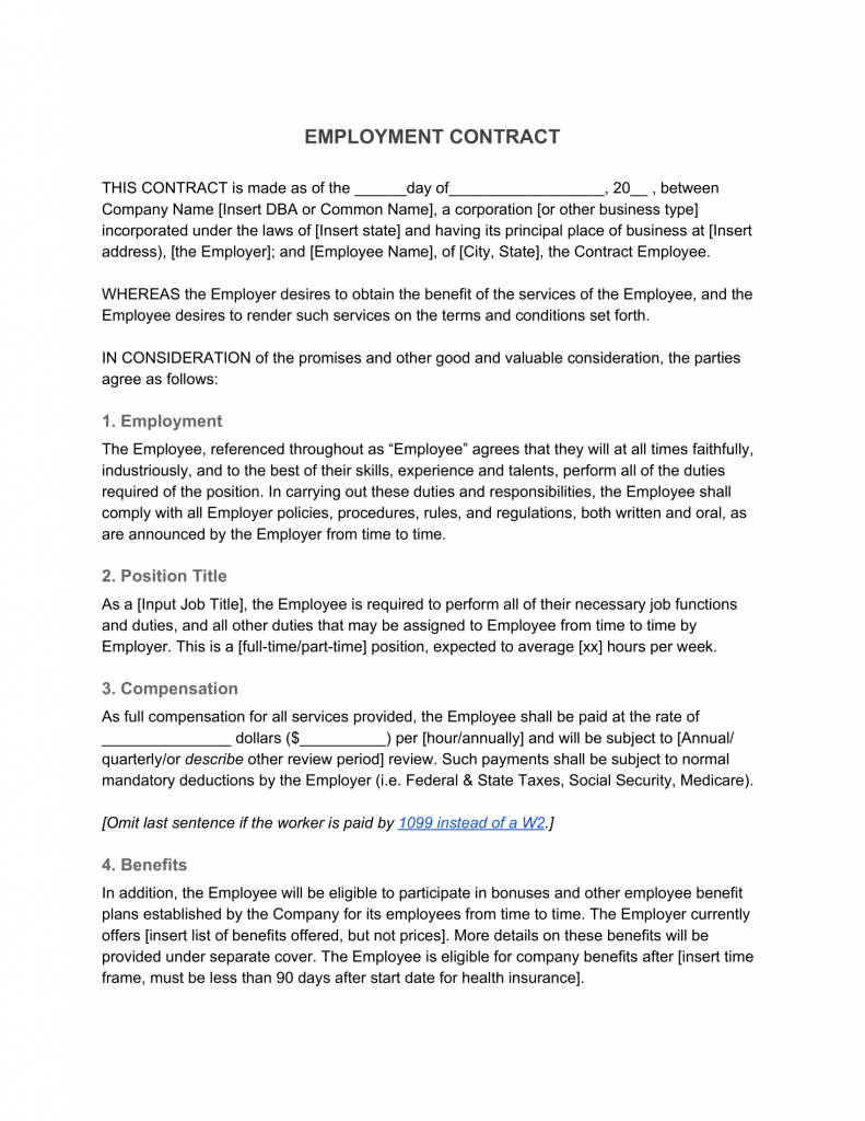 Employment Contract—Definition & What To Include Intended For Company Credit Card Policy Template