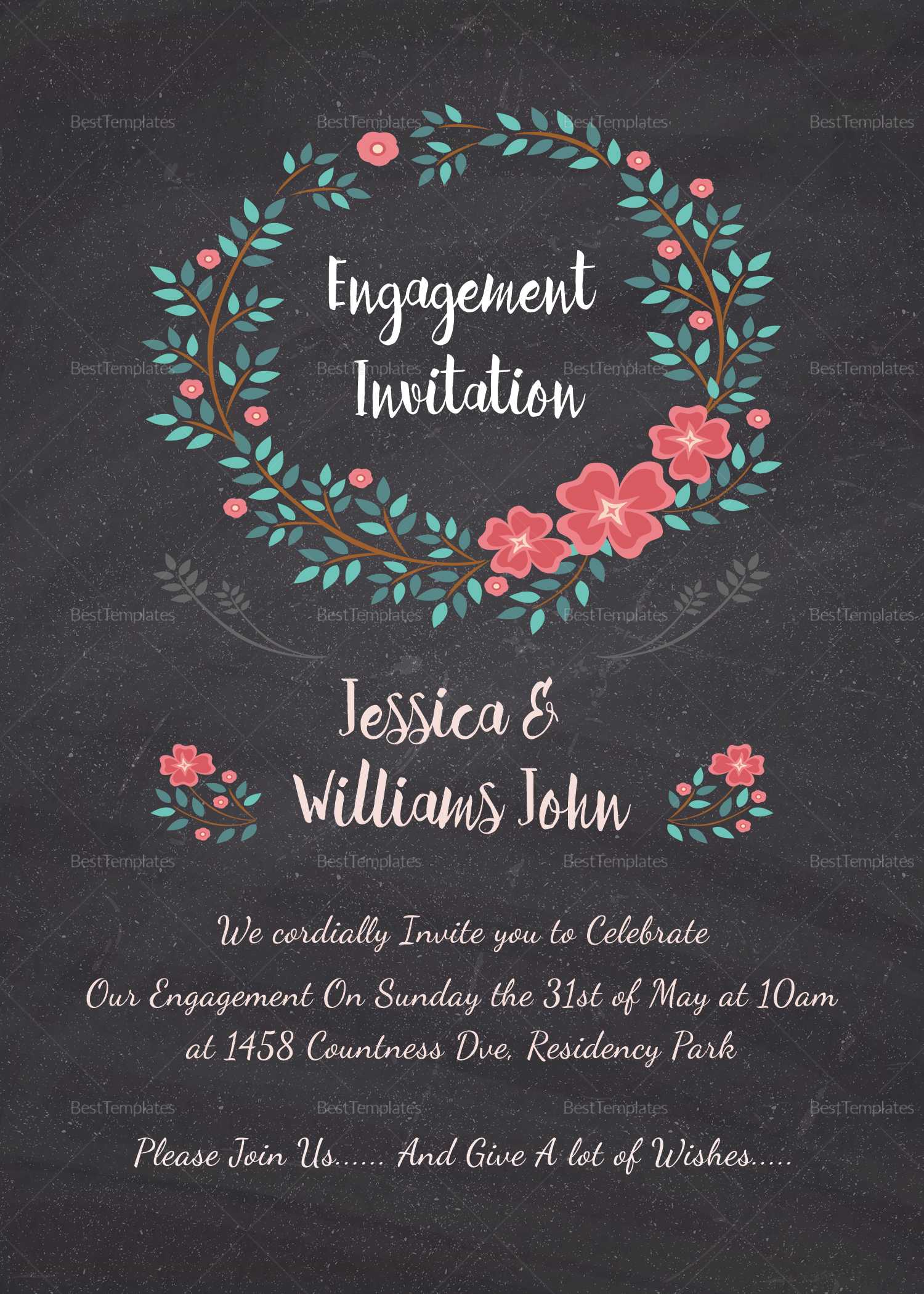 Engagement Invitation Card Template With Engagement Invitation Card Template