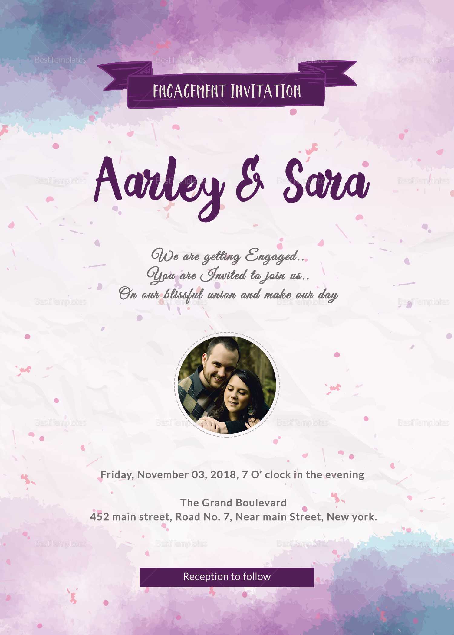 Engagement Party Invitation Card Template Regarding Engagement Invitation Card Template