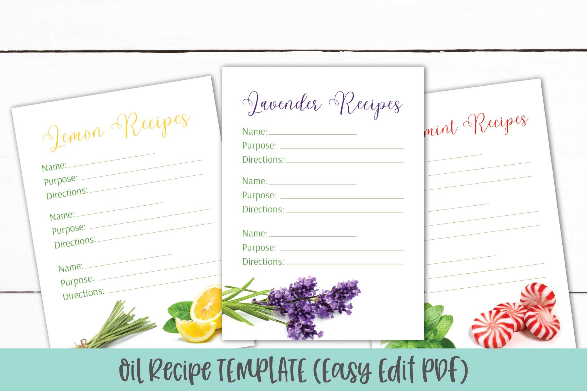 Essential Oil Recipe Card Template | Editable Recipe Pdf Throughout Recipe Card Design Template