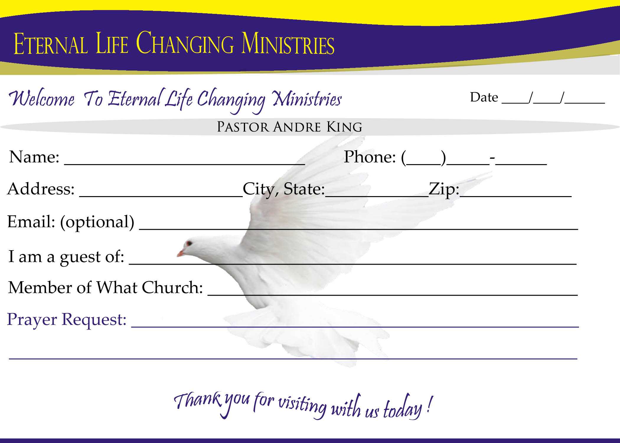 Eternal Life Visitor Card B | Creative Kingdom Designs Intended For Church Visitor Card Template