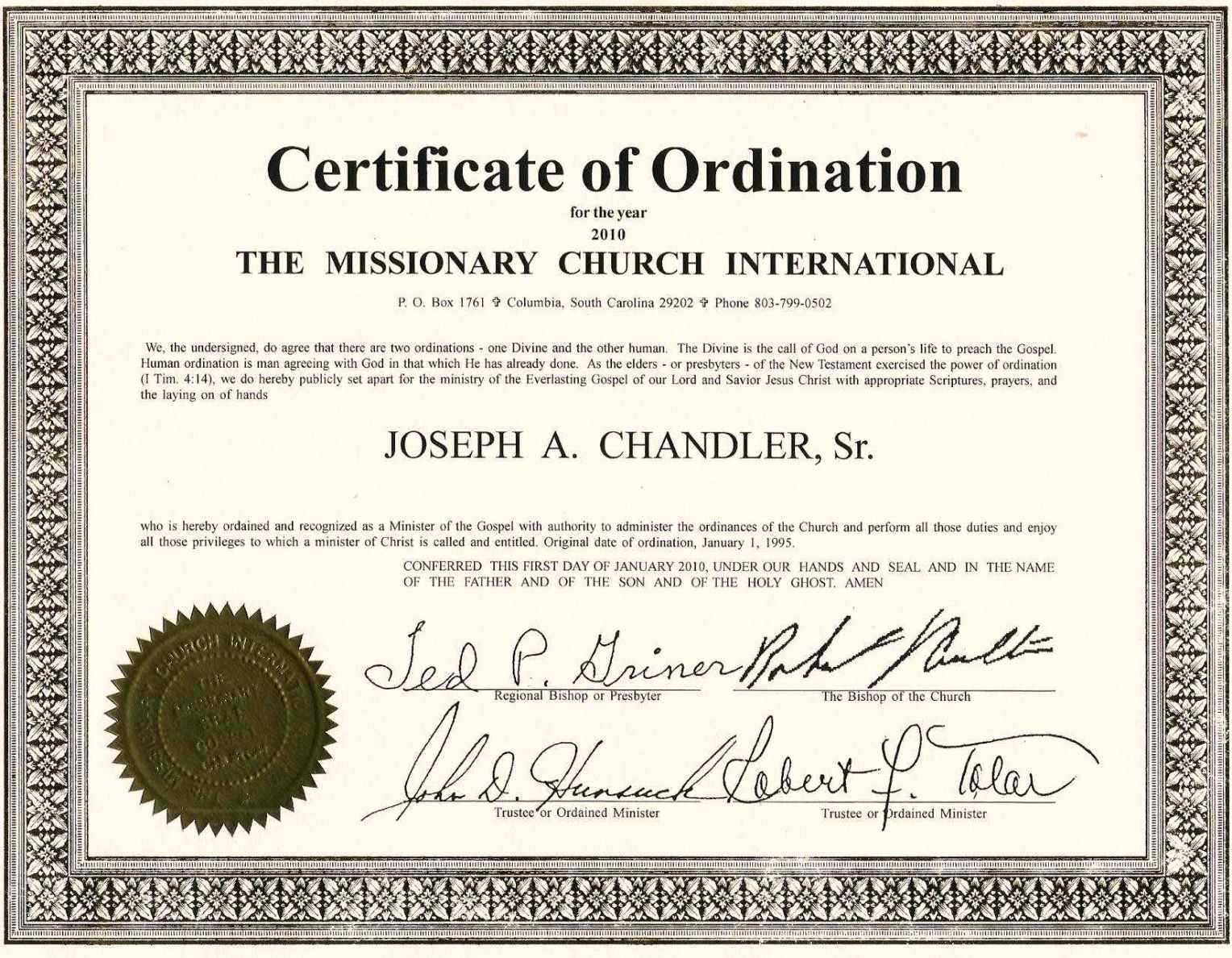 Exceptional Printable Ordination Certificate | Dan's Blog With Regard To Certificate Of Ordination Template